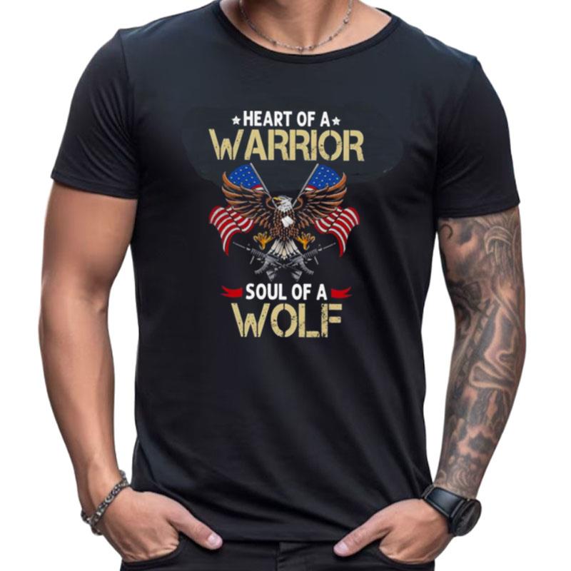 Eagle Heart Of A Warrior Soul Of A Wolf American Flag Shirts For Women Men