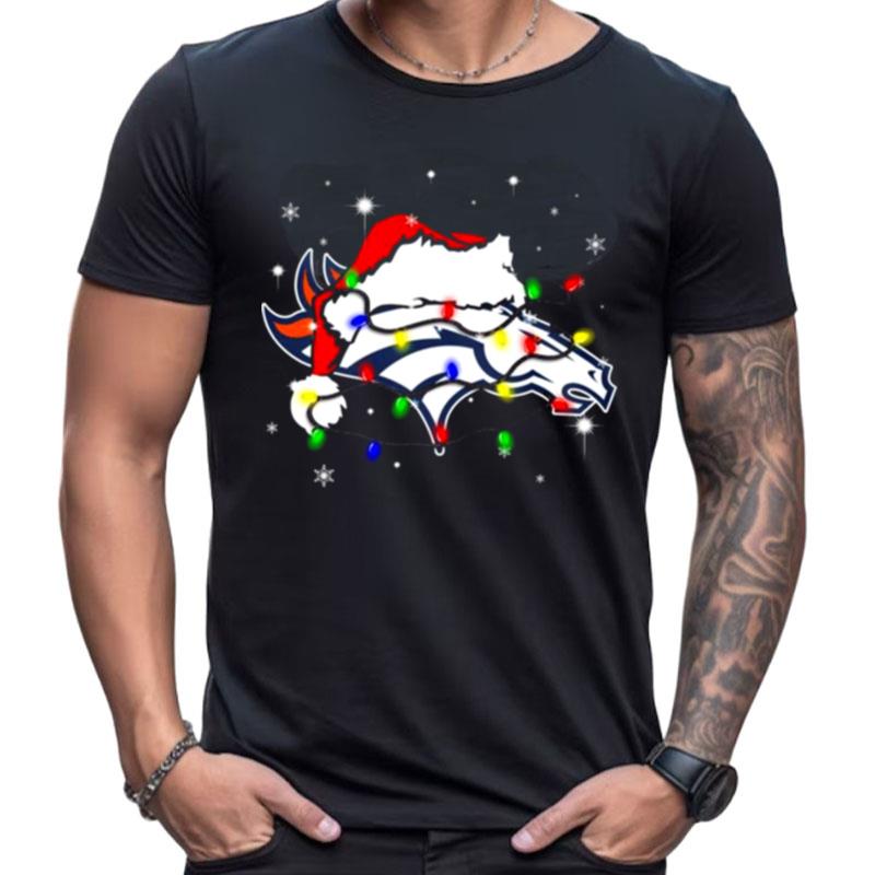 Santa Denver Broncos Logo Lights Christmas Shirts For Women Men