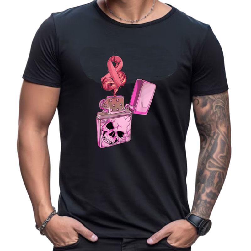 Breast Cancer Awareness Pink Fire Clipper Lighter Skeleton Shirts For Women Men
