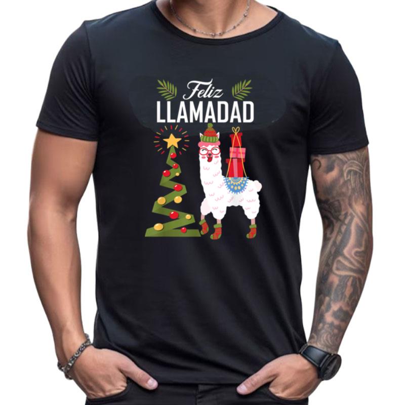 Feliz Llamadad Feliz Navidad Llama Pun Christmas Llama Shirts For Women Men