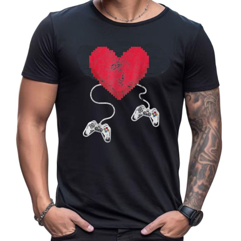 Gamer Heart Gift Game Lover Men Kids Boys Valentines Day Shirts For Women Men
