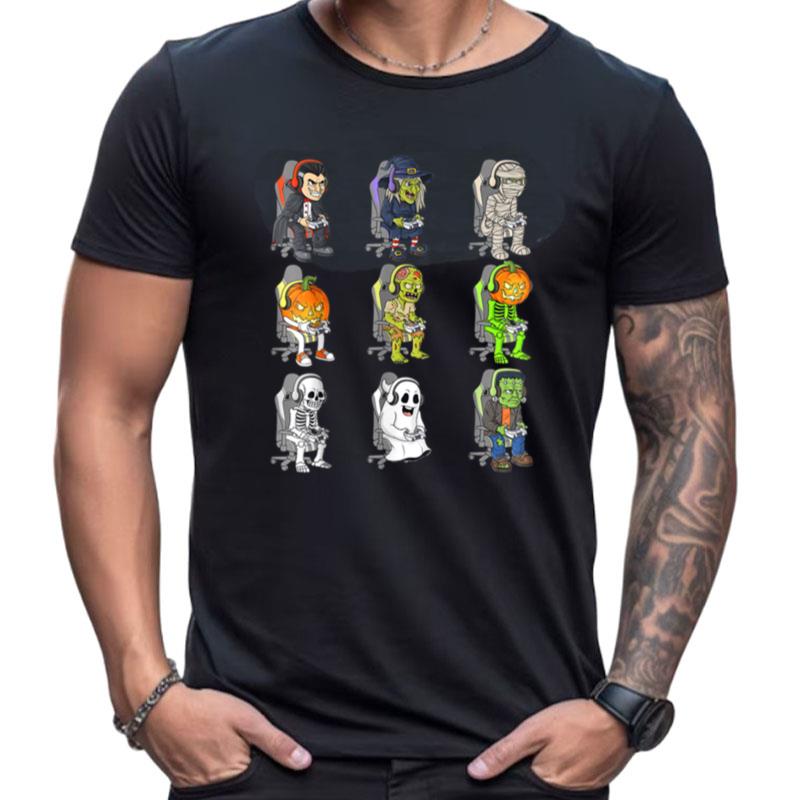 Gaming Halloween Skeleton Vampire Gamer Zombie Shirts For Women Men