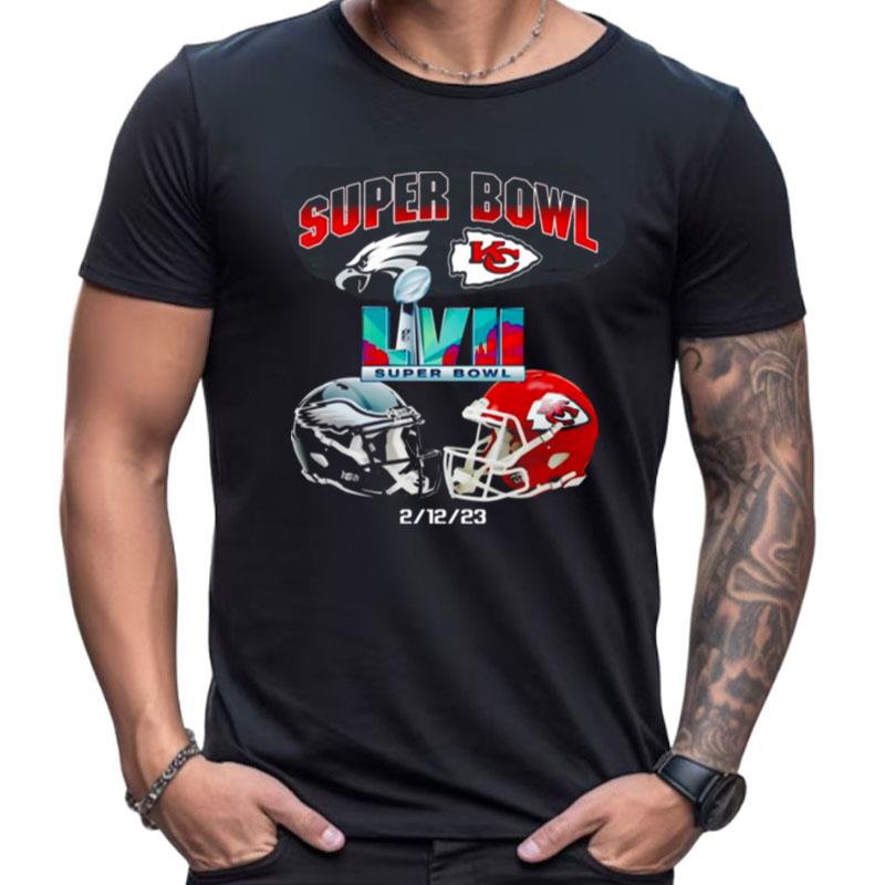 Kansas City Chiefs Vs Philadelphia Eagles Super Bowl 57 Lvii Matchup Helme Shirts For Women Men