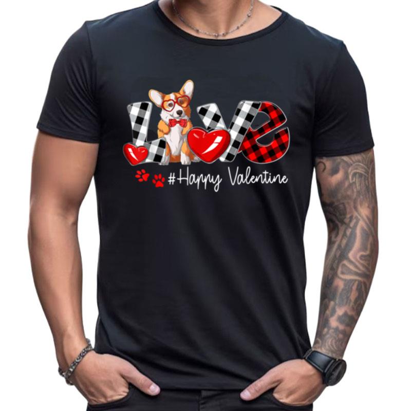 Love Corgi Dog Buffalo Plaid Valentines Day Shirts For Women Men