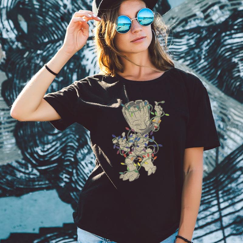 Marvel Guardians Of The Galaxy Groot Christmas Lights Shirts For Women Men