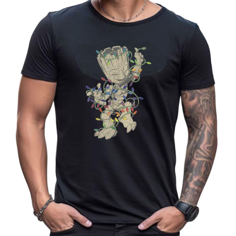 Marvel Guardians Of The Galaxy Groot Christmas Lights Shirts For Women Men