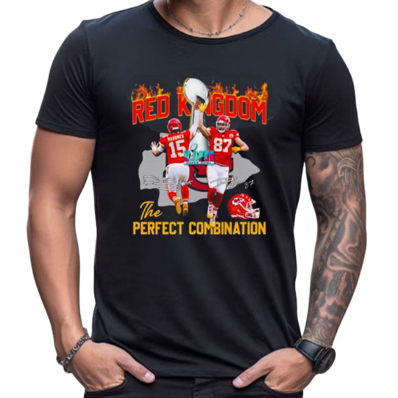 Patrick Mahomes And Travis Kelce Red Kingdom The Perfect Combination Signatures Shirts For Women Men