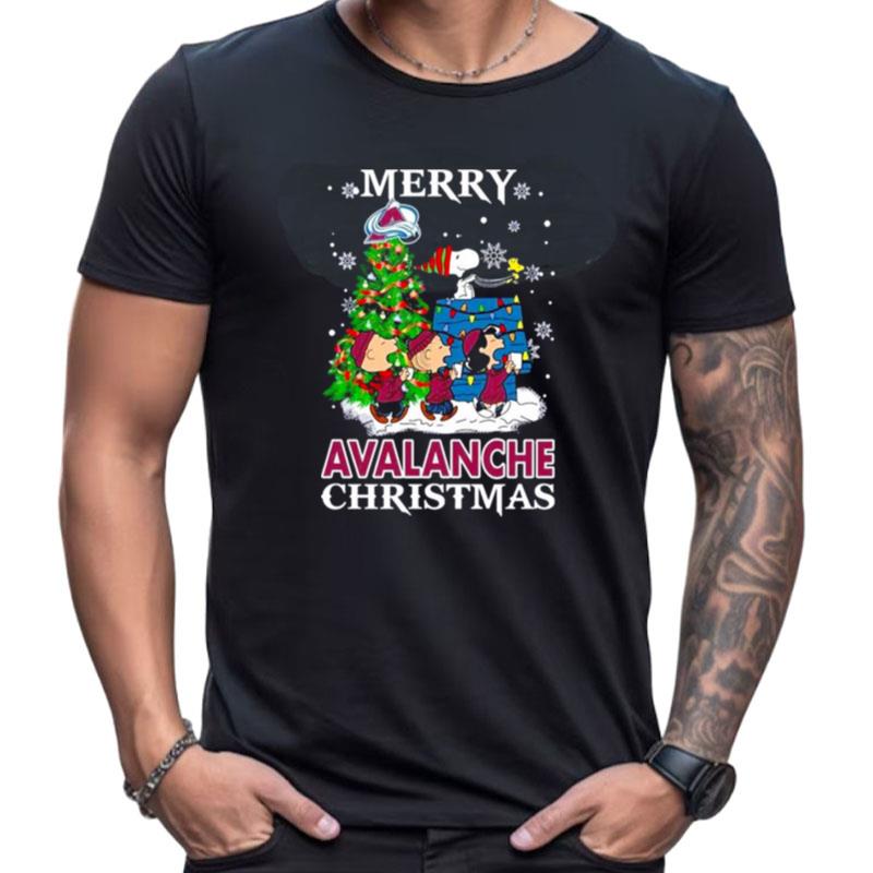 Snoopy And Friends Merry Colorado Avalanche Christmas Shirts For Women Men