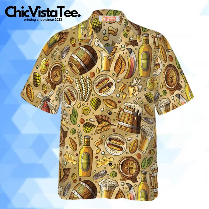 Beer fest seamless pattern Hawaiian Shirt