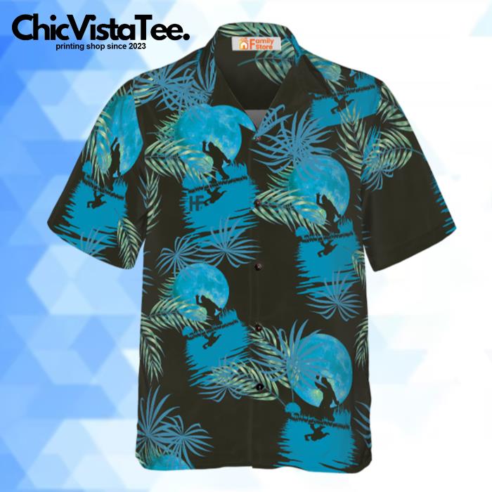 Bigfoot Tropical Blue Moon Hawaiian Shirt