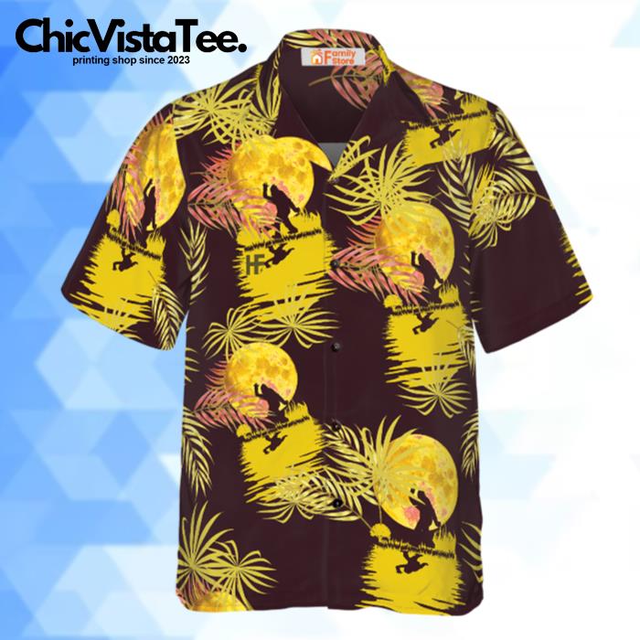 Bigfoot Tropical Yellow Moon Bigfoot Hawaiian Shirt