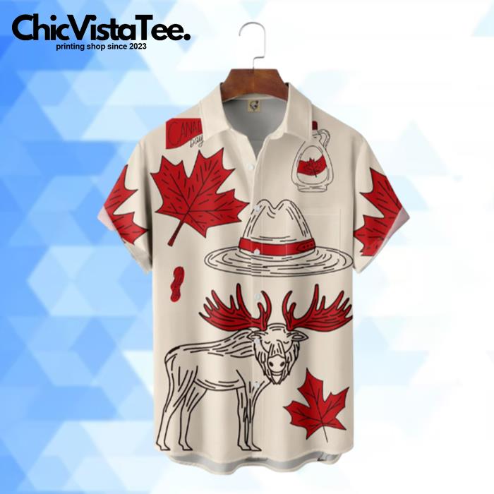 Canada Day Maple Leaves Hawaiian Shirt