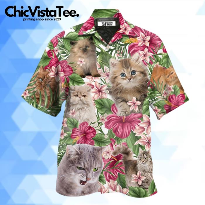 Cat Tropical Floral Persisan Cat Hawaiian Shirt