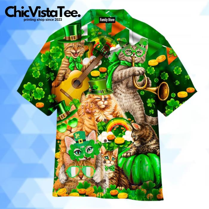 Cats Saint Patricks Day Hawaiian Shirt
