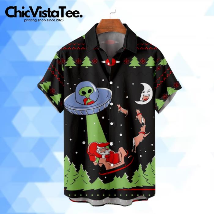 Christmas Alien And Hawaiian Shirt