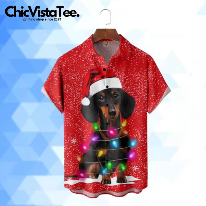 Christmas Dachshund Dog Light Snow Hawaiian Shirt
