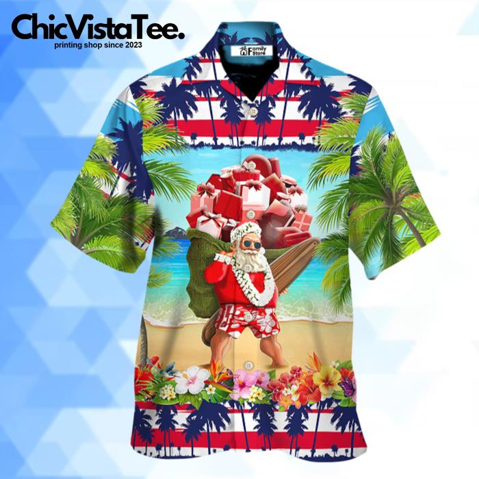 Christmas In July Santa Claus Spent Down At The Beach Hawaiian Shirt