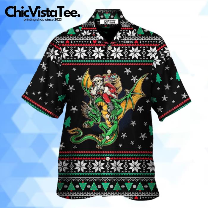 Christmas Santa Claus With Dragon Hawaiian Shirt