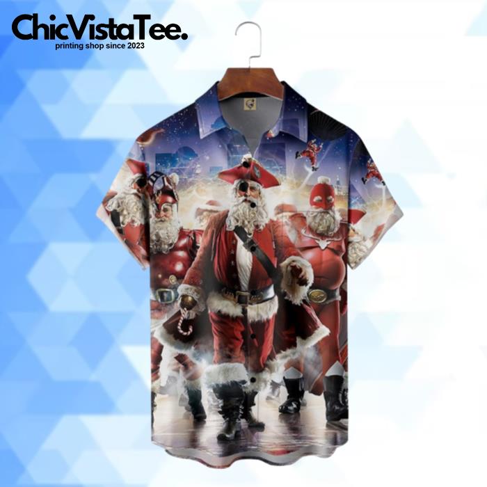 Christmas Santa Pirate And Super Hero Hawaiian Shirt