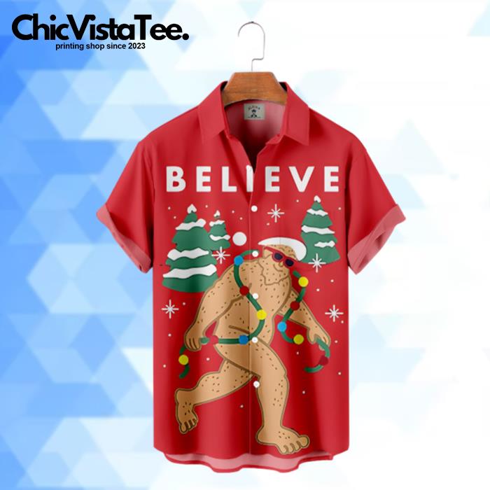 Christmas Spoof Fun Bigfoot Santa Claus Hawaiian Shirt