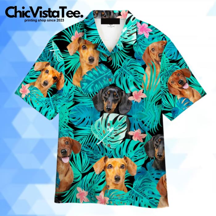 Dachshund Dogs Hisbiscus Tropical Hawaiian Shirt