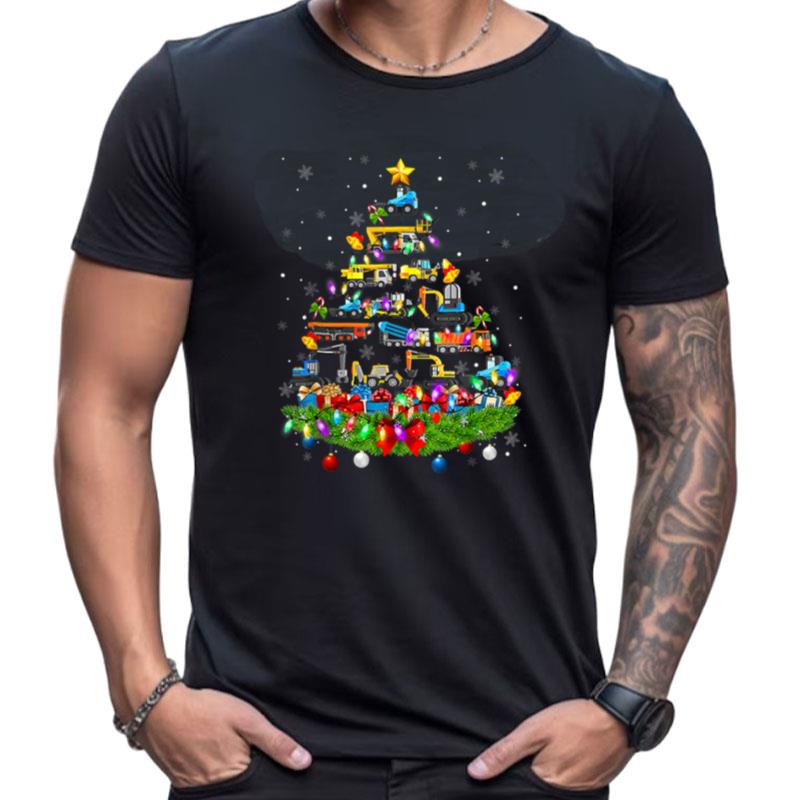 Funny Garbage Truck Christmas Tree Lights Xmas Kids Shirts For Women Men