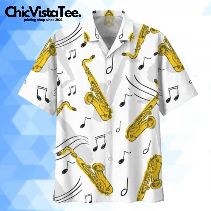 Golden Saxophone Background Design Hawaiian Shirt