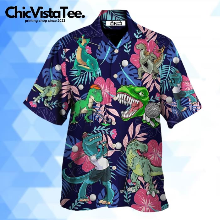 Golf Funny Dinosaur Back Nines Matter Tropical Pattern Hawaiian Shirt