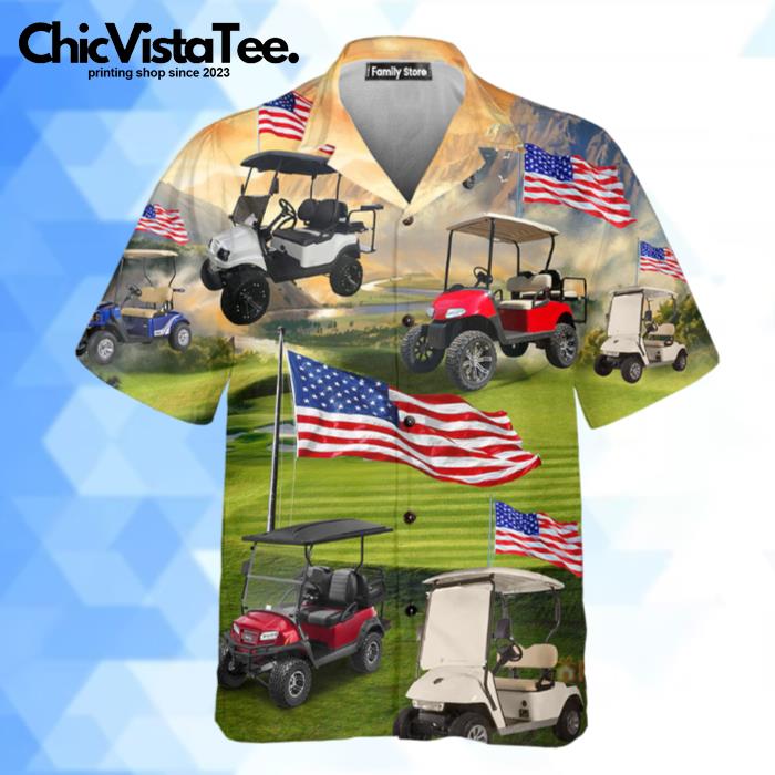 Golf Independence Day Club Car Hawaiian Shirt
