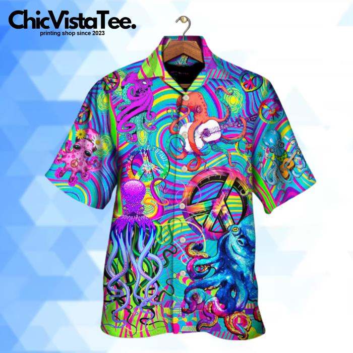 Hippie Funny Octopus Colorful Tie Dye Art Style Hawaiian Shirt