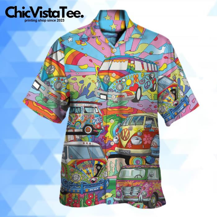 Hippie Van Colorful Art Peace Hawaiian Shirt