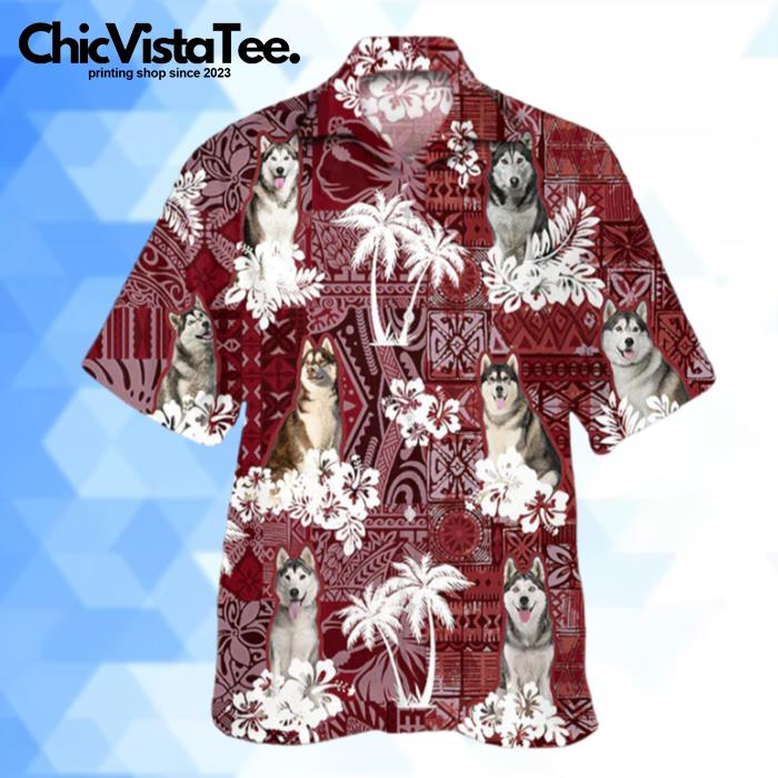 Husky Red Vintage Vibe Gift For Dog Lover Hawaiian Shirt
