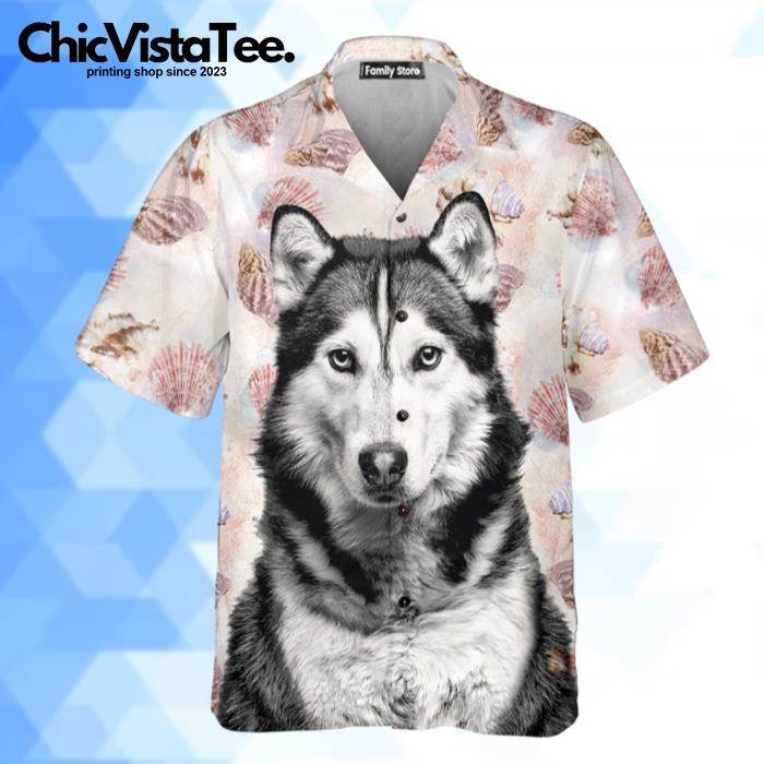 Husky Terrier Mens 3D Husky Hawaiian Shirt