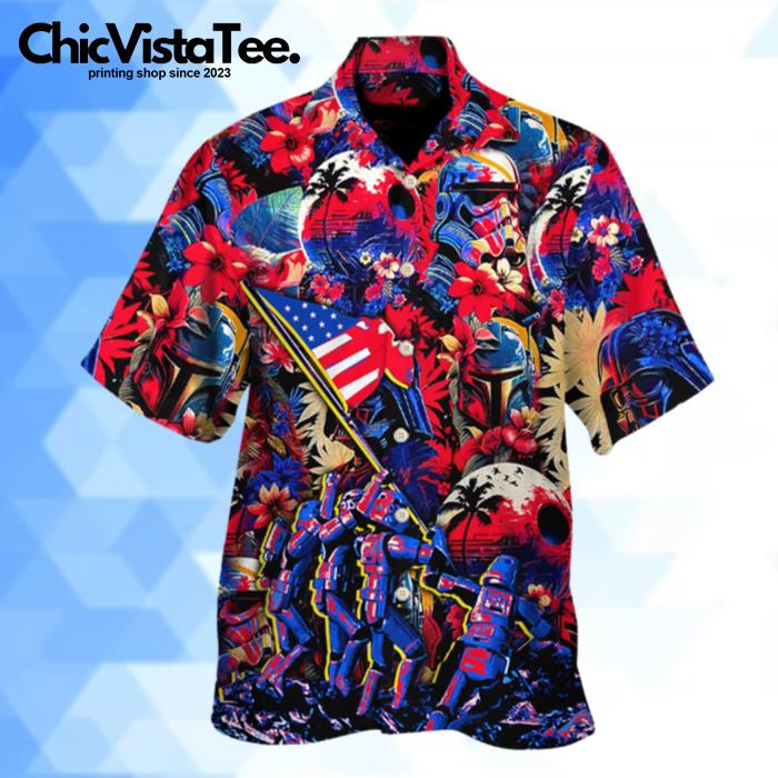 Independence Day Special Starwars Synthwave Tropical Style Hawaiian Shirt