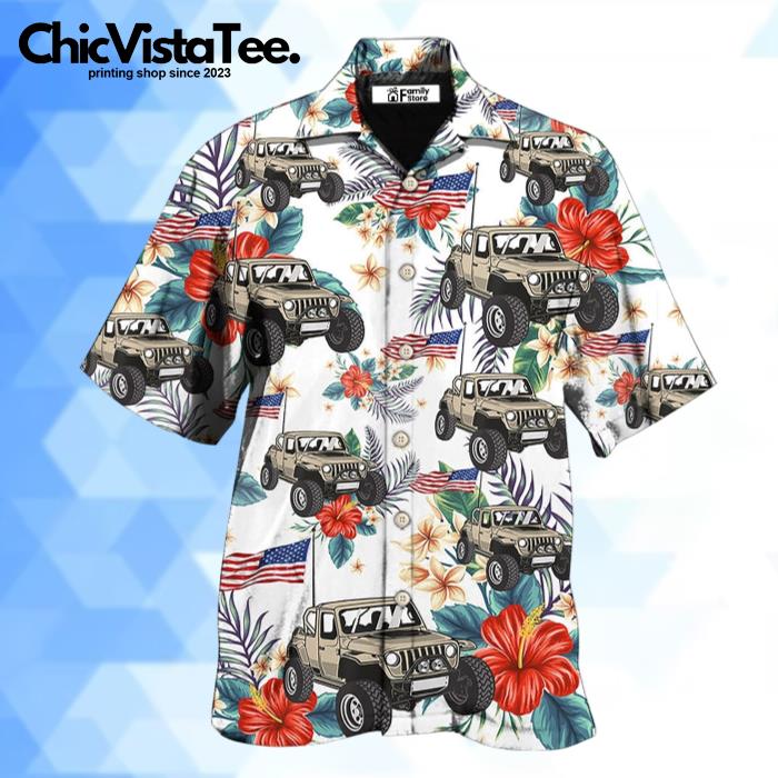 Jeep Independence Day Flower Style Hawaiian Shirt