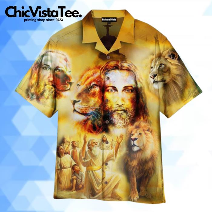 Jesus Lion Are Glowing Yellow Hawaiian Shirt