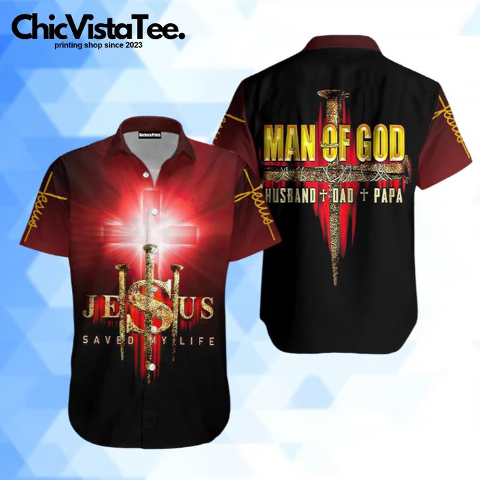 Jesus Man Of God Black And Red Hawaiian Shirt