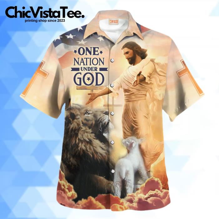 Jesus One Nation Under I God Goat Lion Hawaiian Shirt