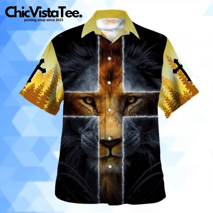 Jesus Warrior Of Christ Lion Cross Hawaiian Shirt