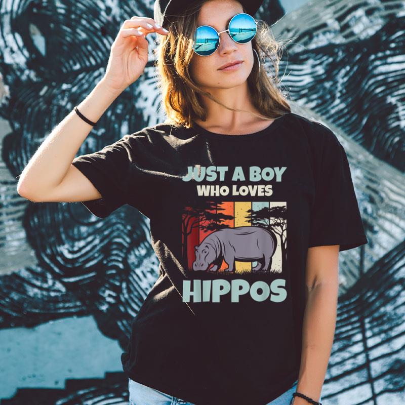 Just A Boy Who Loves Hippos Cool Hippo Lover Hippopotamus Shirts For Women Men
