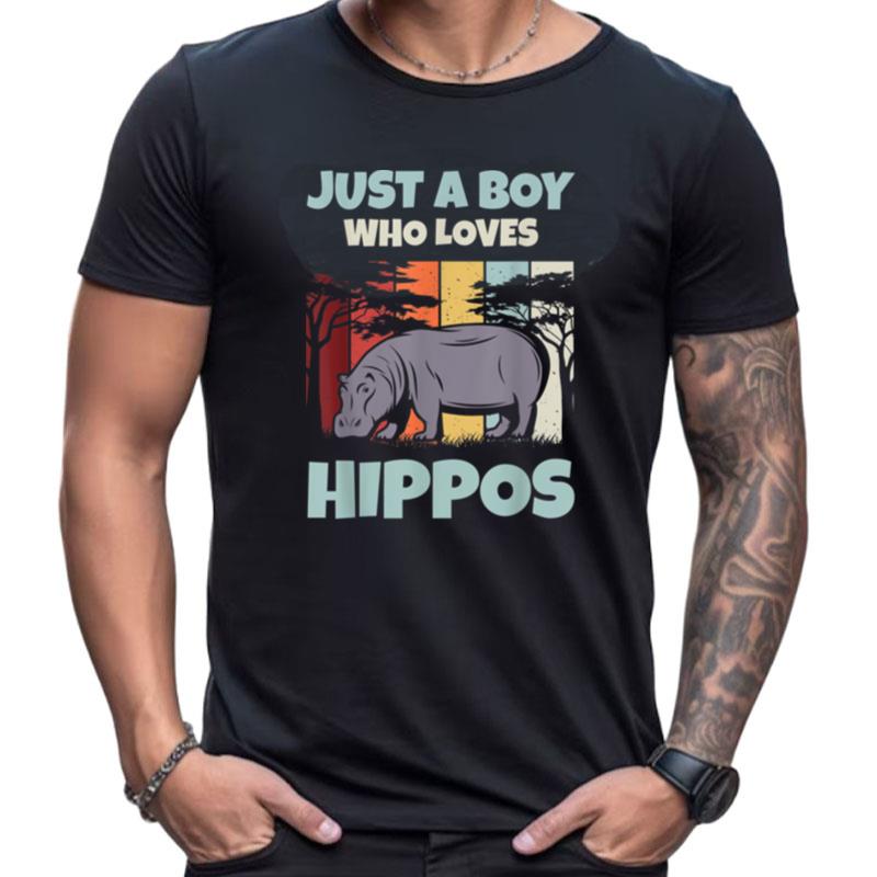 Just A Boy Who Loves Hippos Cool Hippo Lover Hippopotamus Shirts For Women Men