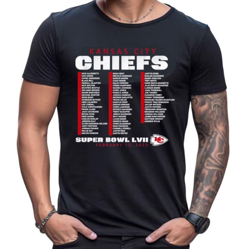 Kansas City Chiefs Super Bowl Lvii Varsity Roster Shirts For Women Men