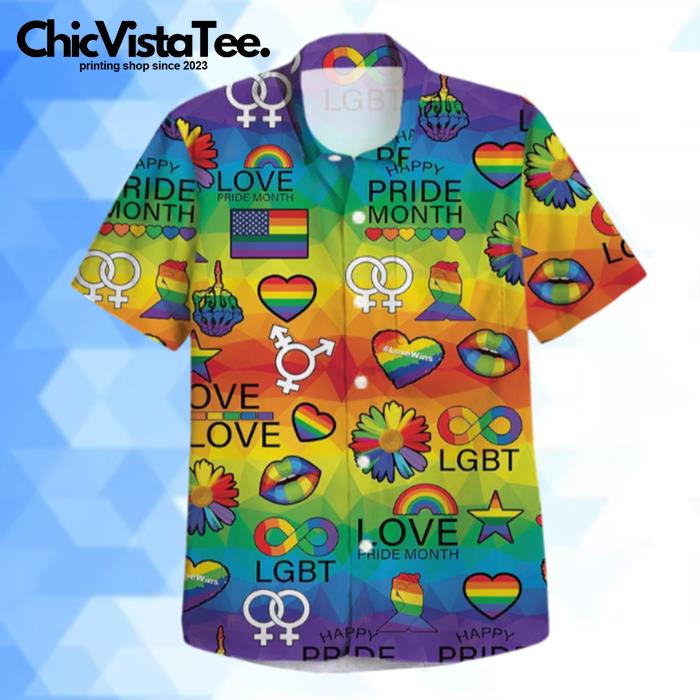 LGBT Pride Love Pride Month Rainbow Pattern hirt Hawaiian Shirt