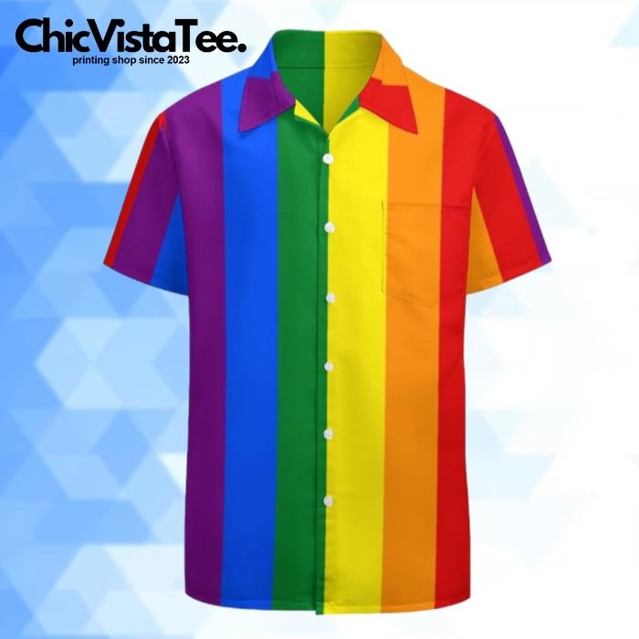 LGBT Rainbow Gay Pride Flag Vintage Mens Hawaiian Shirt