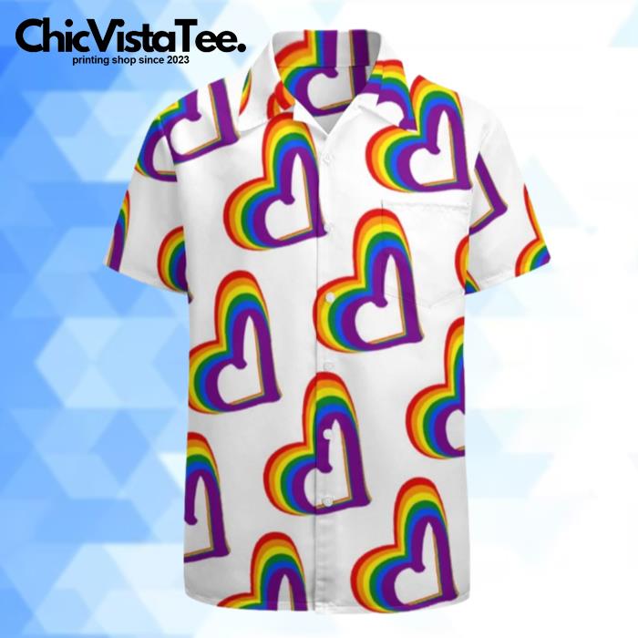 Lgbt Rainbow Flag Hearts Pattern Hawaiian Shirt