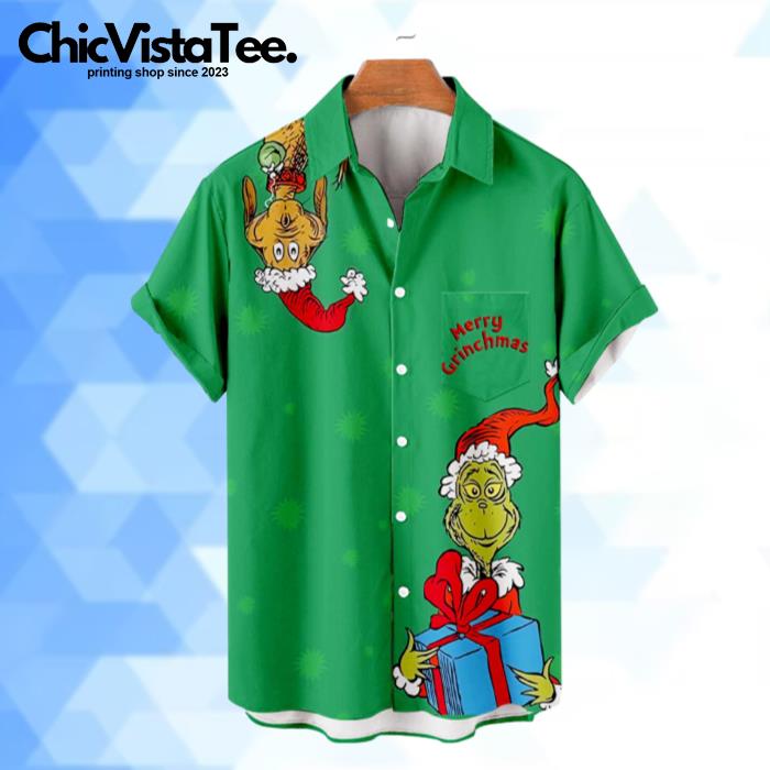 Merry Christmas Grinchmas With Gift Hawaiian Shirt