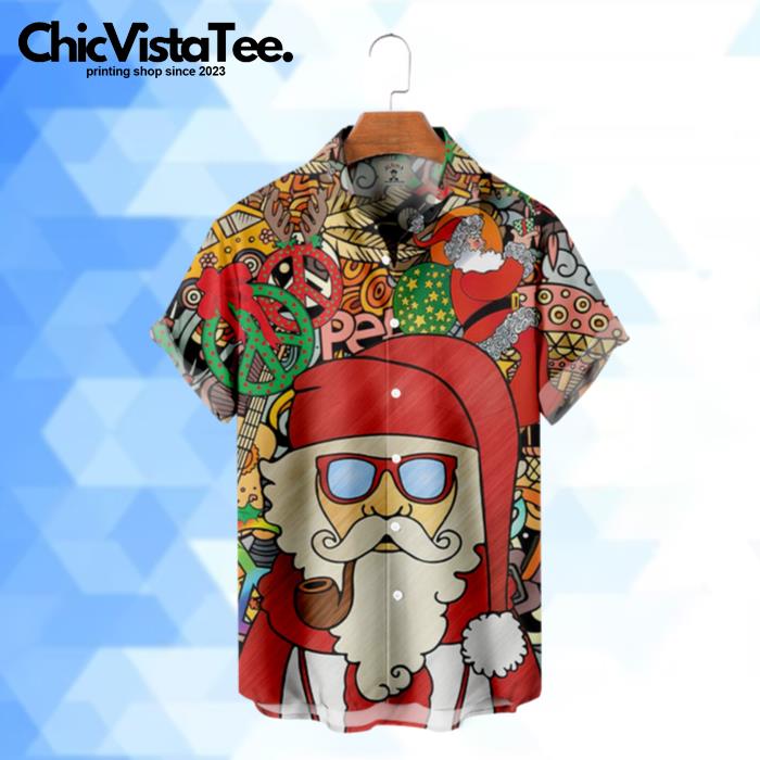 Musical Christmas Hippie Santa Hawaiian Shirt