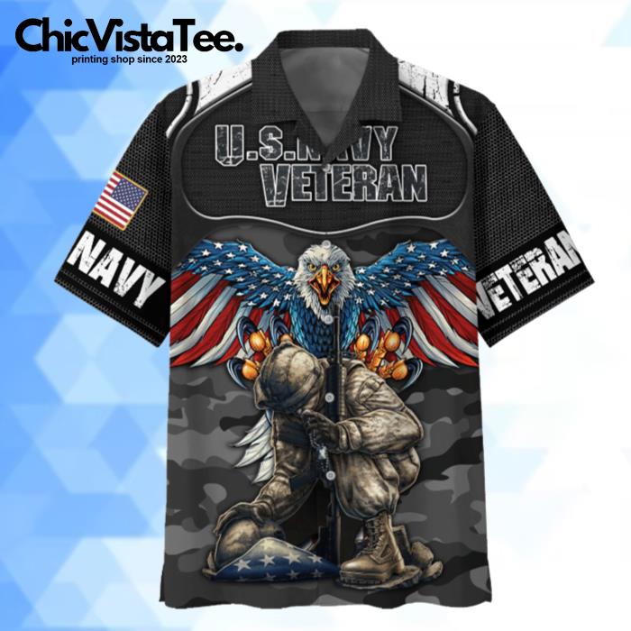 Navy Eagle With Soldier U.S.Navy Veteran Hawaiian Shirt