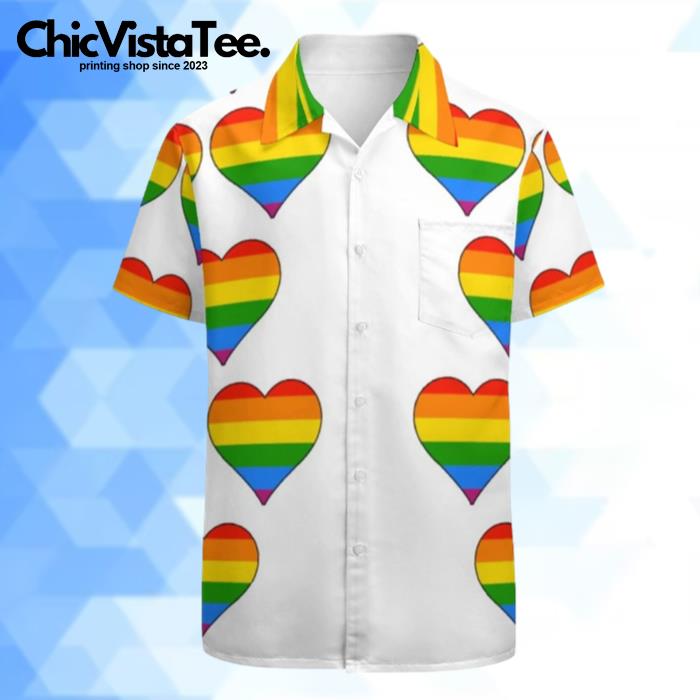 Products LGBT Rainbow Heart Gay Pride Cute Vintage Hawaiian Shirt
