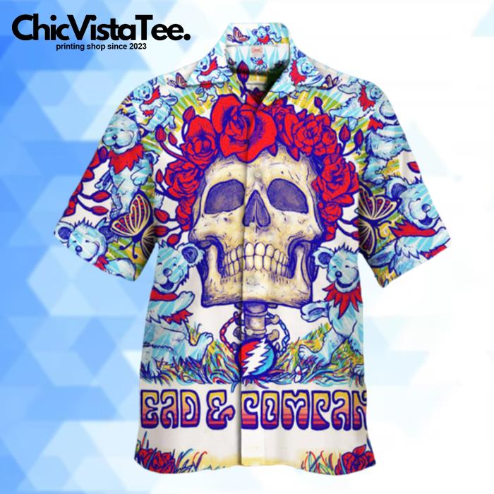 Psychedelic Hippie Ice Bear And Skull With Garland Hawaiian Shirt